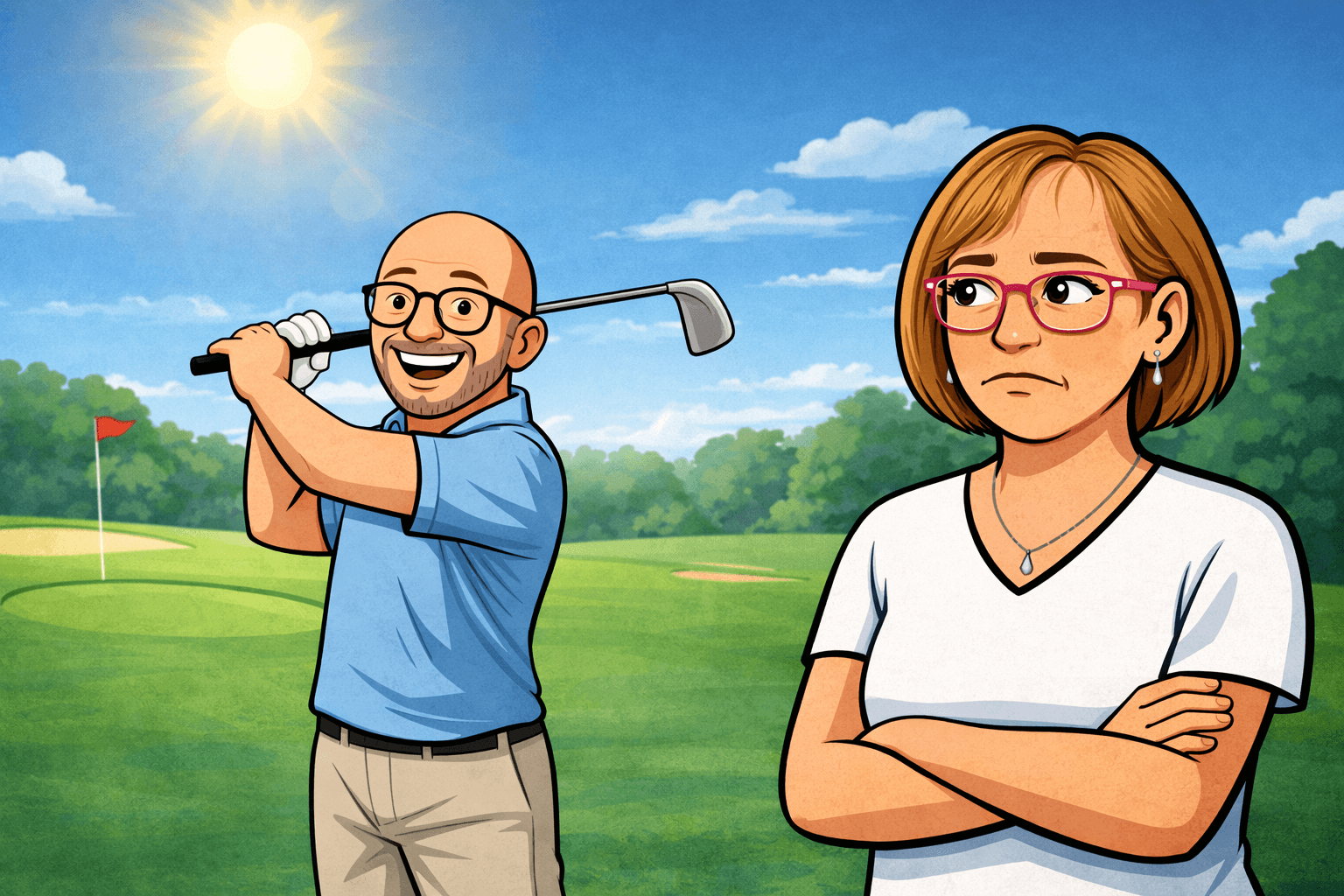 A round of golf on a sunny day